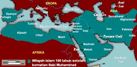 Islamic Empire Map 100 years after Muhammad died